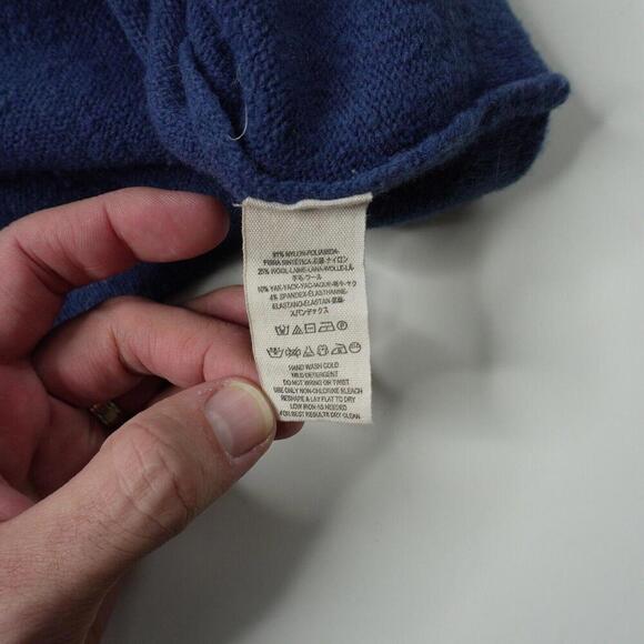 Free People Wool Yak Blnd V Neck Oversized Slouchy Blue Sweater Lagenlook Boho S - Picture 4 of 6